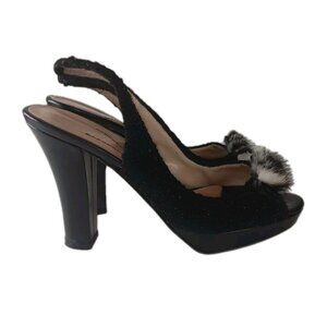 Kate Spade Womens Slingback Open Toe High Block Heels Leather Black Size 7 B